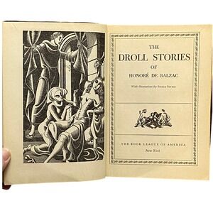 Antique Droll Stories Hardcover Book Honore de Balzac‎ Illustrated Steele Savage
